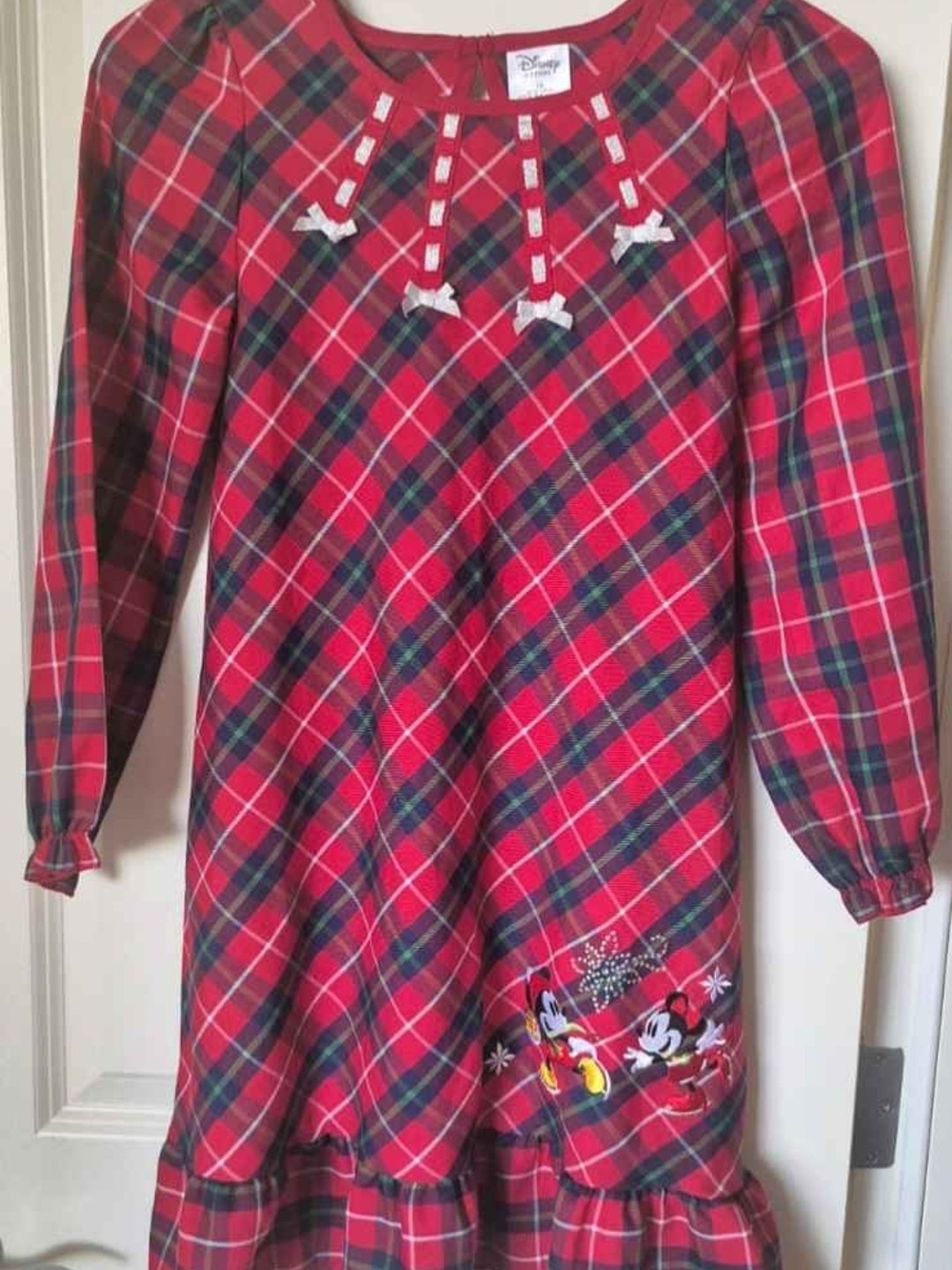 Disney Girls Red And Green Plaid Dress